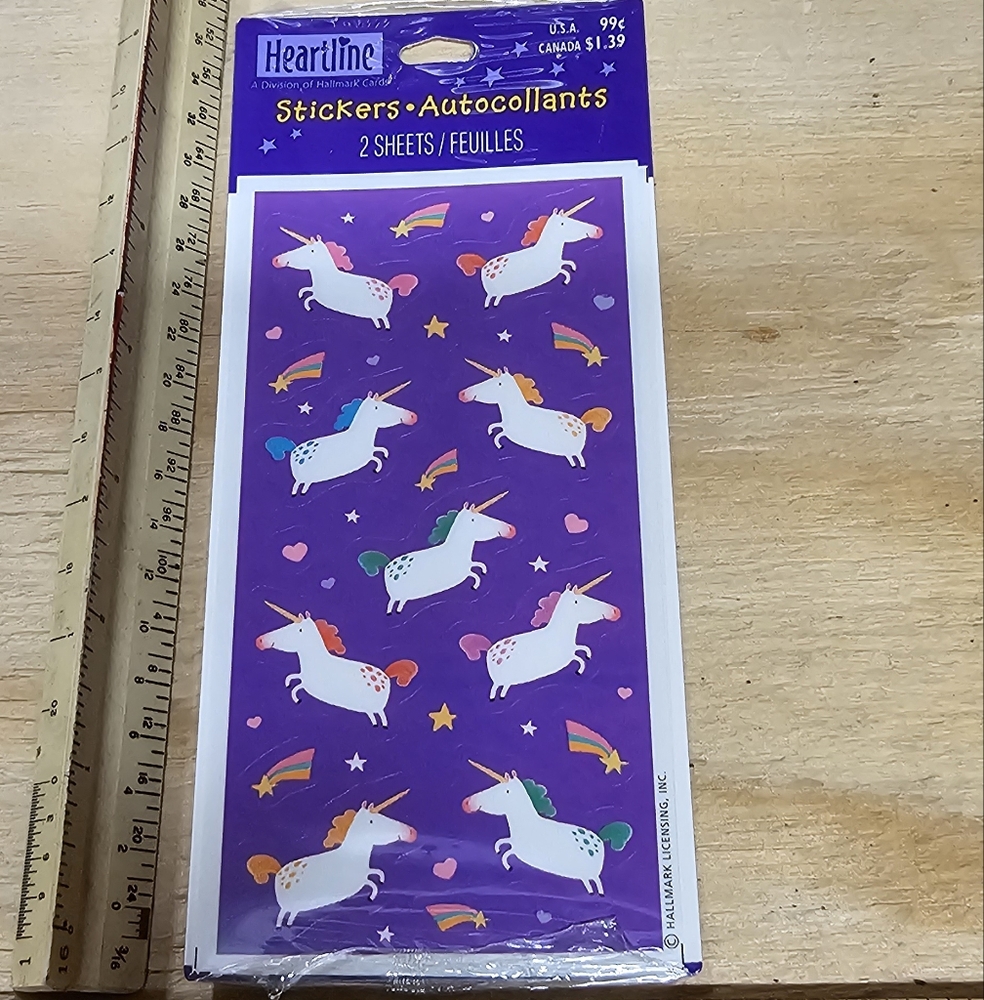 Heartline Hallmark Unicorn Sticker Sheets Sealed